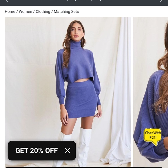 Forever 21 knit blue crop sweater too small nwt turtleneck - Picture 2 of 7